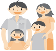 家族4人笑顔のイラスト